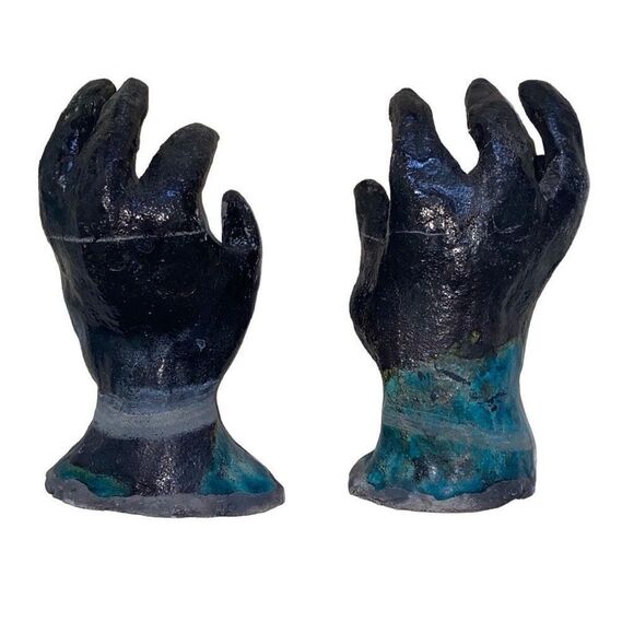 Life-Sized Hands Ceramic Sculpture Set- Morbid Surrealism- Gothic Vamp Decor- Bl - Picture 6 of 11